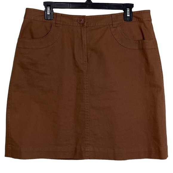 Talbots Linen Blend Pencil Skirt Brown Knee Length Office Summer Casual Size 14P - Picture 9 of 9